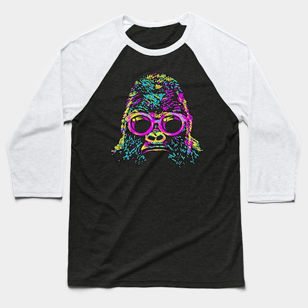 colorful gorilla lines Baseball T-Shirt by Mako Design 